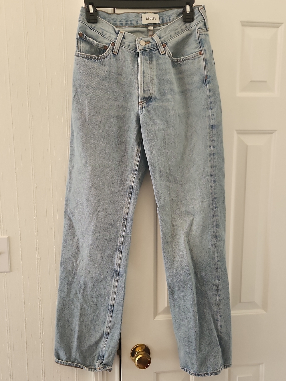 Agolde V Waist Kelly Light Blue Straight Leg Jeans Amazing Quality Never Worn